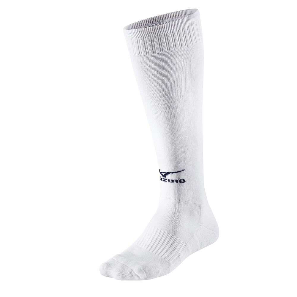 Mens Mizuno Comf VB Long Volleyball Socks White/Navy Philippines (HXQBUD715)